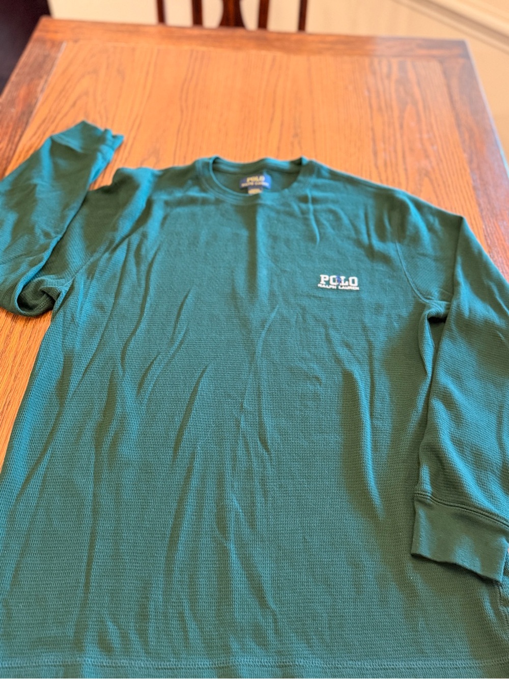 Polo by Ralph Lauren Green Long-Sleeve Waffle Crew Tee